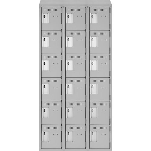 Clean Line Lockerette , 6 -tier, Bank of 3, 36" x 18" x 78", Steel, Grey, Rivet (Assembled) Waymarc Industries Inc