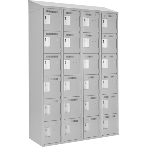 Clean Line Lockerette , 6 -tier, Bank of 4, 48" x 18" x 78", Steel, Grey, Rivet (Assembled) Waymarc Industries Inc