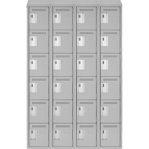 Clean Line Lockerette , 6 -tier, Bank of 4, 48" x 18" x 78", Steel, Grey, Rivet (Assembled) Waymarc Industries Inc