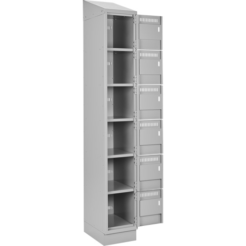 Clean Line Lockerette, 6 -tier, Bank of 4, 48" x 18" x 82", Steel, Grey, Rivet (Assembled) Waymarc Industries Inc