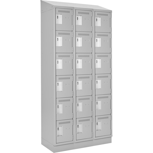 Clean Line Lockerette, 6 -tier, Bank of 3, 36" x 18" x 82", Steel, Grey, Rivet (Assembled) Waymarc Industries Inc