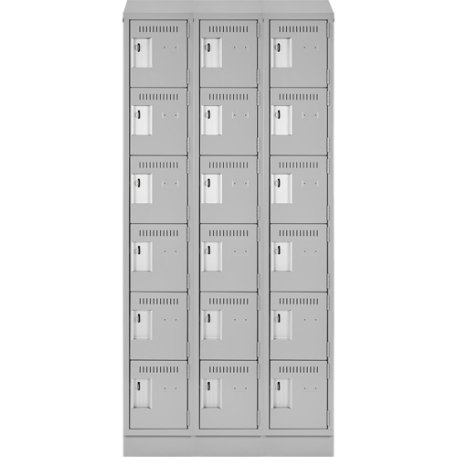Clean Line Lockerette, 6 -tier, Bank of 3, 36" x 18" x 82", Steel, Grey, Rivet (Assembled) Waymarc Industries Inc