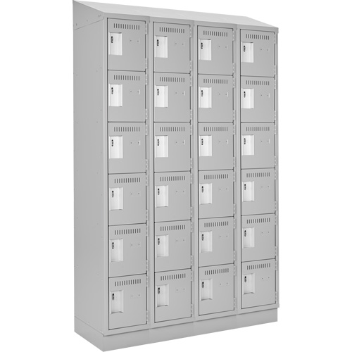 Clean Line Lockerette, 6 -tier, Bank of 4, 48" x 18" x 82", Steel, Grey, Rivet (Assembled) Waymarc Industries Inc