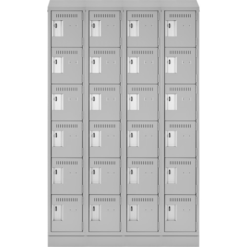 Clean Line Lockerette, 6 -tier, Bank of 4, 48" x 18" x 82", Steel, Grey, Rivet (Assembled) Waymarc Industries Inc