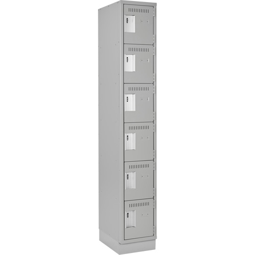 Petits casiers Clean Line, 6 niveaux, 12" x 18" x 76", Acier, Gris, Rivet (assembl&eacute;) Waymarc Industries Inc