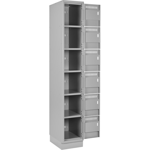 Clean Line Lockerette, 6 -tier, Bank of 3, 36" x 18" x 76", Steel, Grey, Rivet (Assembled) Waymarc Industries Inc