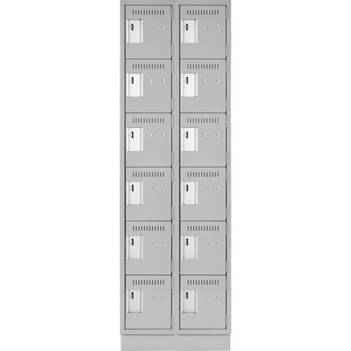 Clean Line Lockerette, 6 -tier, Bank of 2, 24" x 18" x 76", Steel, Grey, Rivet (Assembled) Waymarc Industries Inc