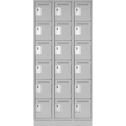 Clean Line Lockerette, 6 -tier, Bank of 3, 36" x 18" x 76", Steel, Grey, Rivet (Assembled) Waymarc Industries Inc
