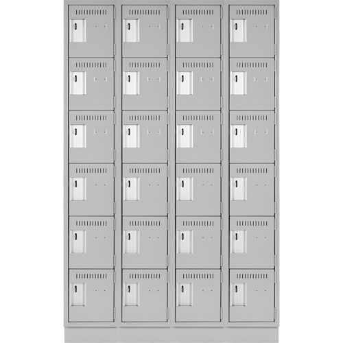 Clean Line Lockerette, 6 -tier, Bank of 4, 48" x 18" x 76", Steel, Grey, Rivet (Assembled) Waymarc Industries Inc