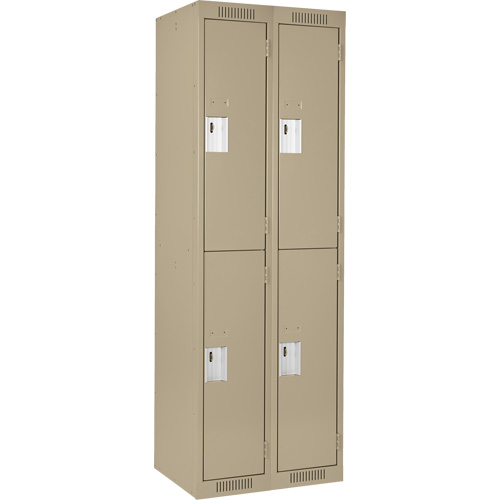 Clean Line Lockers, 2 -tier, Bank of 2, 24" x 18" x 72", Steel, Beige, Rivet (Assembled) Waymarc Industries Inc