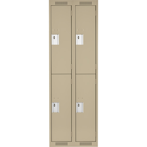 Clean Line Lockers, 2 -tier, Bank of 2, 24" x 18" x 72", Steel, Beige, Rivet (Assembled) Waymarc Industries Inc