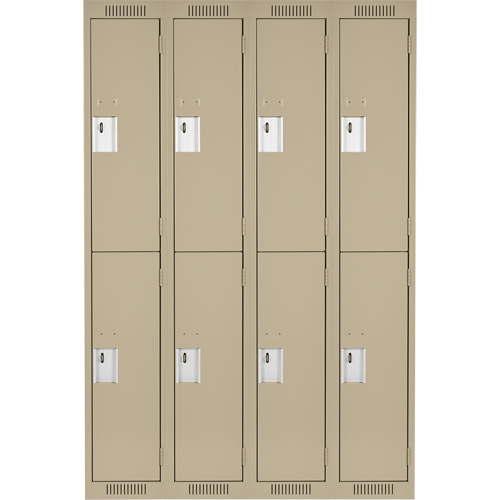 Clean Line Lockers, 2 -tier, Bank of 4, 48" x 18" x 72", Steel, Beige, Rivet (Assembled) Waymarc Industries Inc