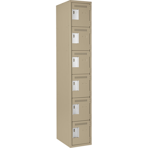 Clean Line Lockerette, 6 -tier, 12" x 18" x 72", Steel, Beige, Rivet (Assembled) Waymarc Industries Inc