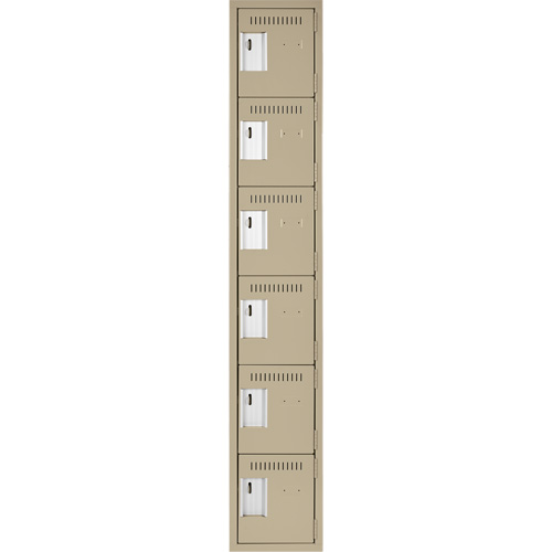 Clean Line Lockerette, 6 -tier, 12" x 18" x 72", Steel, Beige, Rivet (Assembled) Waymarc Industries Inc