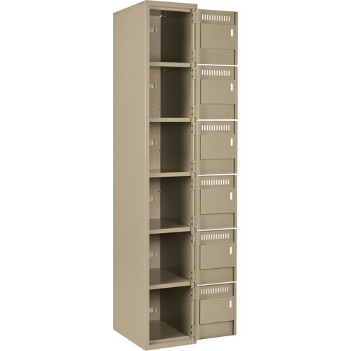 Clean Line Lockerette, 6 -tier, Bank of 3, 36" x 18" x 72", Steel, Beige, Rivet (Assembled) Waymarc Industries Inc