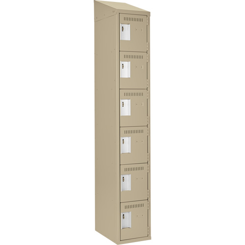 Clean Line Lockerette, 6 -tier, 12" x 18" x 78", Steel, Beige, Rivet (Assembled) Waymarc Industries Inc