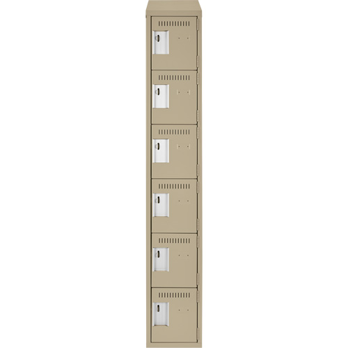 Clean Line Lockerette, 6 -tier, 12" x 18" x 78", Steel, Beige, Rivet (Assembled) Waymarc Industries Inc