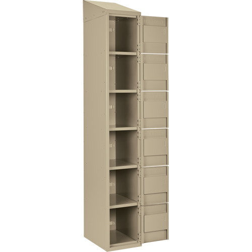 Clean Line Lockerette, 6 -tier, Bank of 3, 36" x 18" x 78", Steel, Beige, Rivet (Assembled) Waymarc Industries Inc