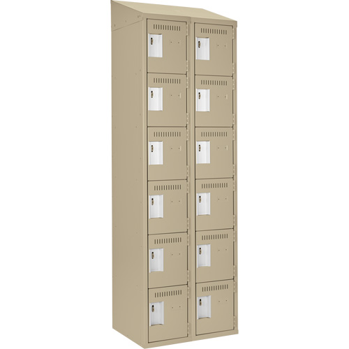 Clean Line Lockerette, 6 -tier, Bank of 2, 24" x 18" x 78", Steel, Beige, Rivet (Assembled) Waymarc Industries Inc