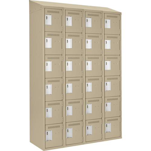 Clean Line Lockerette, 6 -tier, Bank of 4, 48" x 18" x 78", Steel, Beige, Rivet (Assembled) Waymarc Industries Inc