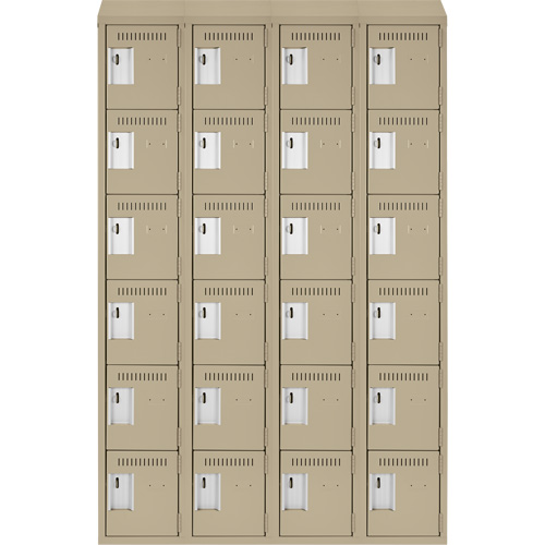 Clean Line Lockerette, 6 -tier, Bank of 4, 48" x 18" x 78", Steel, Beige, Rivet (Assembled) Waymarc Industries Inc