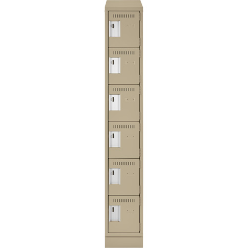 Clean Line Lockerette , 6 -tier, 12" x 18" x 82", Steel, Beige, Rivet (Assembled) Waymarc Industries Inc