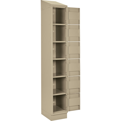 Clean Line Lockerette , 6 -tier, Bank of 4, 48" x 18" x 82", Steel, Beige, Rivet (Assembled) Waymarc Industries Inc