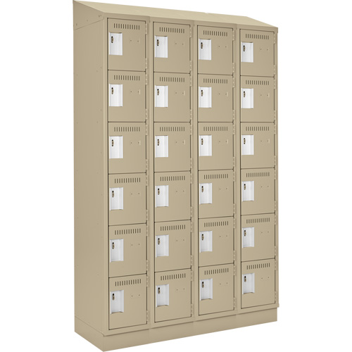 Clean Line Lockerette , 6 -tier, Bank of 4, 48" x 18" x 82", Steel, Beige, Rivet (Assembled) Waymarc Industries Inc
