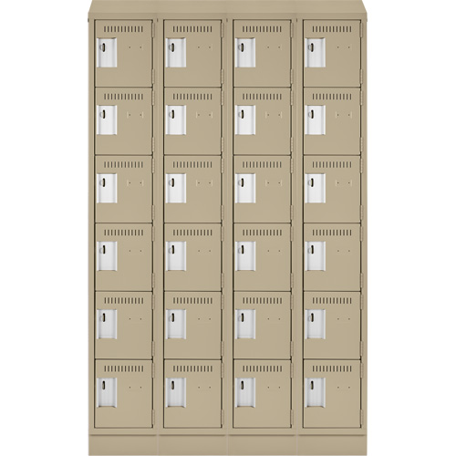 Clean Line Lockerette , 6 -tier, Bank of 4, 48" x 18" x 82", Steel, Beige, Rivet (Assembled) Waymarc Industries Inc