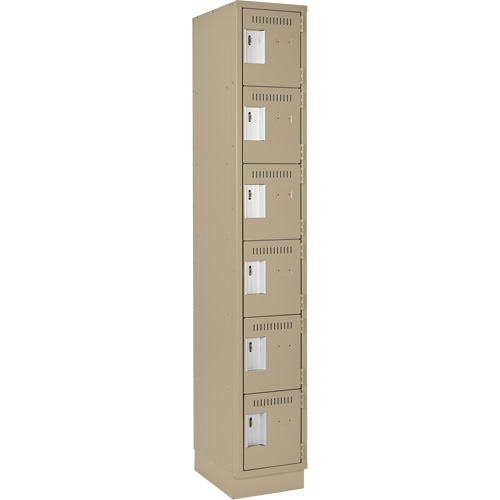 Clean Line Lockerette, 6 -tier, 12" x 18" x 76", Steel, Beige, Rivet (Assembled) Waymarc Industries Inc