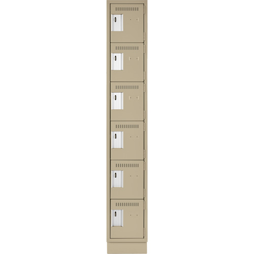 Clean Line Lockerette, 6 -tier, 12" x 18" x 76", Steel, Beige, Rivet (Assembled) Waymarc Industries Inc