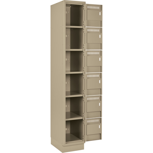 Clean Line Lockerette, 6 -tier, Bank of 2, 24" x 18" x 76", Steel, Beige, Rivet (Assembled) Waymarc Industries Inc