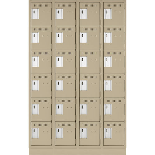 Clean Line Lockerette, 6 -tier, Bank of 4, 48" x 18" x 76", Steel, Beige, Rivet (Assembled) Waymarc Industries Inc