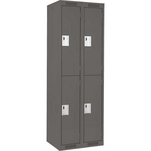 Clean Line Lockers, 2 -tier, Bank of 2, 24" x 18" x 72", Steel, Charcoal, Rivet (Assembled) Waymarc Industries Inc