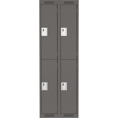 Clean Line Lockers, 2 -tier, Bank of 2, 24" x 18" x 72", Steel, Charcoal, Rivet (Assembled) Waymarc Industries Inc