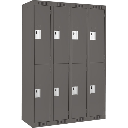 Clean Line Lockers, 2 -tier, Bank of 4, 48" x 18" x 72", Steel, Charcoal, Rivet (Assembled) Waymarc Industries Inc