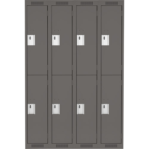Clean Line Lockers, 2 -tier, Bank of 4, 48" x 18" x 72", Steel, Charcoal, Rivet (Assembled) Waymarc Industries Inc