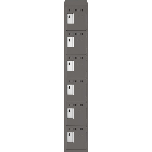 Clean Line Lockerette, 6 -tier, 12" x 18" x 78", Steel, Charcoal, Rivet (Assembled) Waymarc Industries Inc