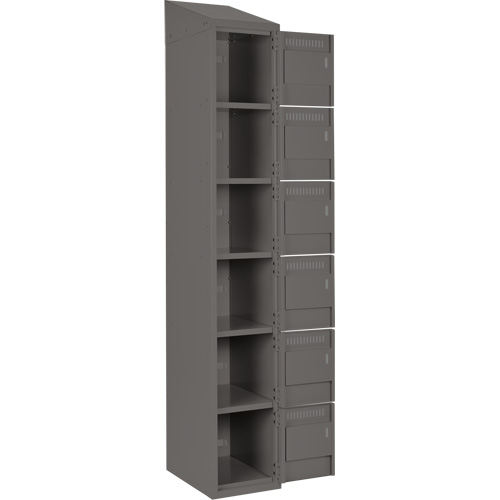 Clean Line Lockerette, 6 -tier, Bank of 4, 48" x 18" x 78", Steel, Charcoal, Rivet (Assembled) Waymarc Industries Inc