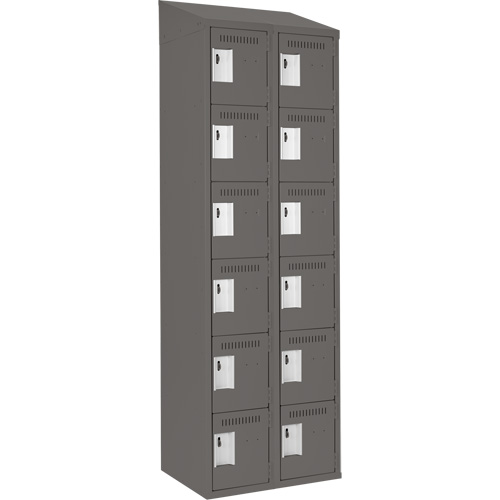 Clean Line Lockerette, 6 -tier, Bank of 2, 24" x 18" x 78", Steel, Charcoal, Rivet (Assembled) Waymarc Industries Inc