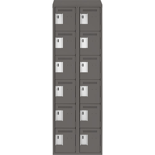 Clean Line Lockerette, 6 -tier, Bank of 2, 24" x 18" x 78", Steel, Charcoal, Rivet (Assembled) Waymarc Industries Inc