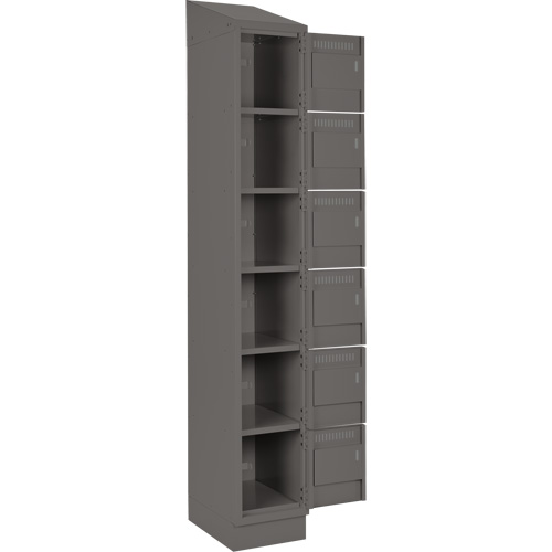 Clean Line Lockerette, 6 -tier, Bank of 3, 36" x 18" x 82", Steel, Charcoal, Rivet (Assembled) Waymarc Industries Inc