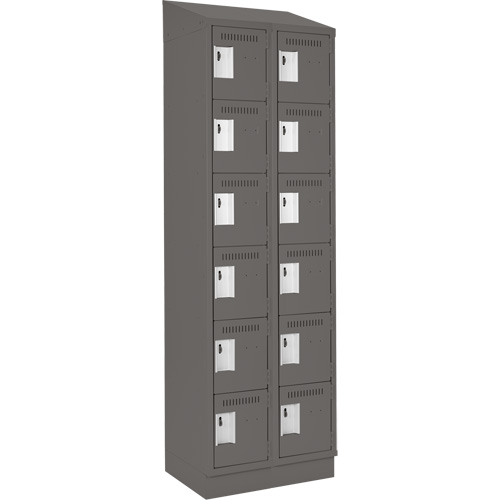 Clean Line Lockerette, 6 -tier, Bank of 2, 24" x 18" x 82", Steel, Charcoal, Rivet (Assembled) Waymarc Industries Inc