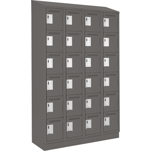 Clean Line Lockerette, 6 -tier, Bank of 4, 48" x 18" x 82", Steel, Charcoal, Rivet (Assembled) Waymarc Industries Inc