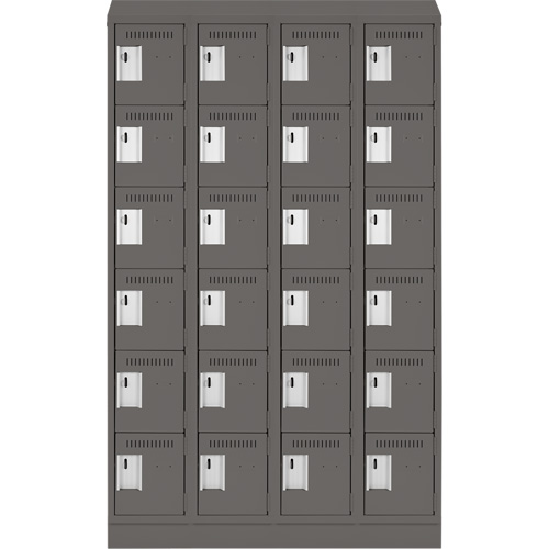 Clean Line Lockerette, 6 -tier, Bank of 4, 48" x 18" x 82", Steel, Charcoal, Rivet (Assembled) Waymarc Industries Inc