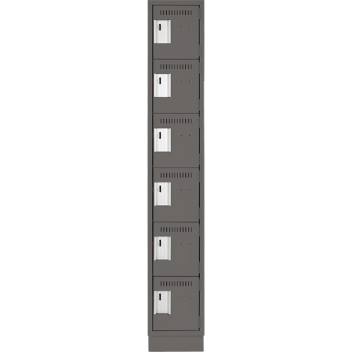 Clean Line Lockerette, 6 -tier, 12" x 18" x 76", Steel, Charcoal, Rivet (Assembled) Waymarc Industries Inc