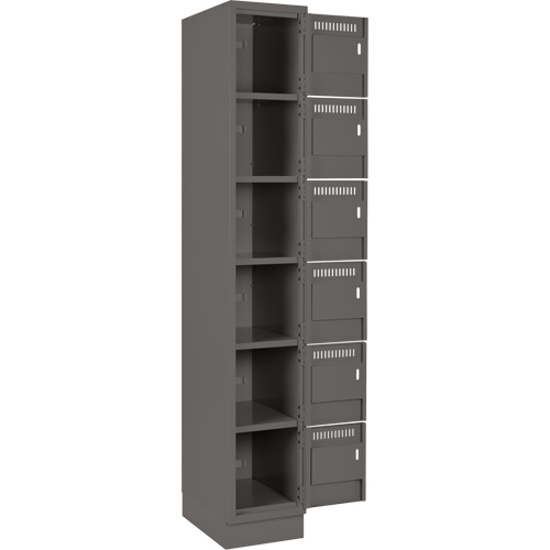 Clean Line Lockerette, 6 -tier, Bank of 4, 48" x 18" x 76", Steel, Charcoal, Rivet (Assembled) Waymarc Industries Inc