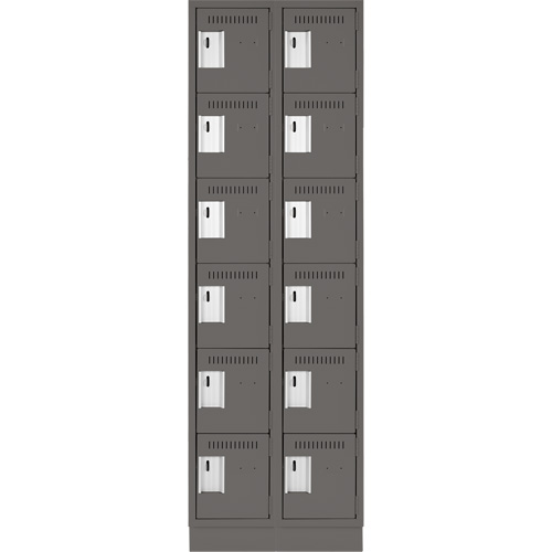 Clean Line Lockerette, 6 -tier, Bank of 2, 24" x 18" x 76", Steel, Charcoal, Rivet (Assembled) Waymarc Industries Inc