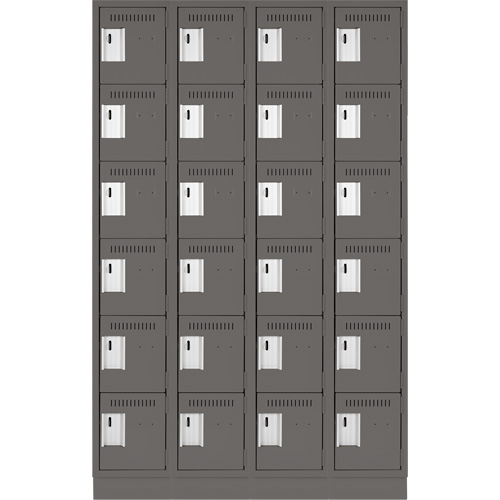 Clean Line Lockerette, 6 -tier, Bank of 4, 48" x 18" x 76", Steel, Charcoal, Rivet (Assembled) Waymarc Industries Inc