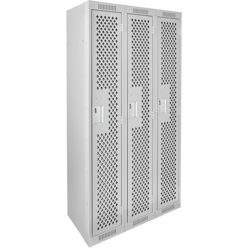 Casiers Clean Line, Bloc de 3, 36" x 15" x 72", Acier, Gris, Rivet (assembl&eacute;), Perfor&eacute; Waymarc Industries Inc